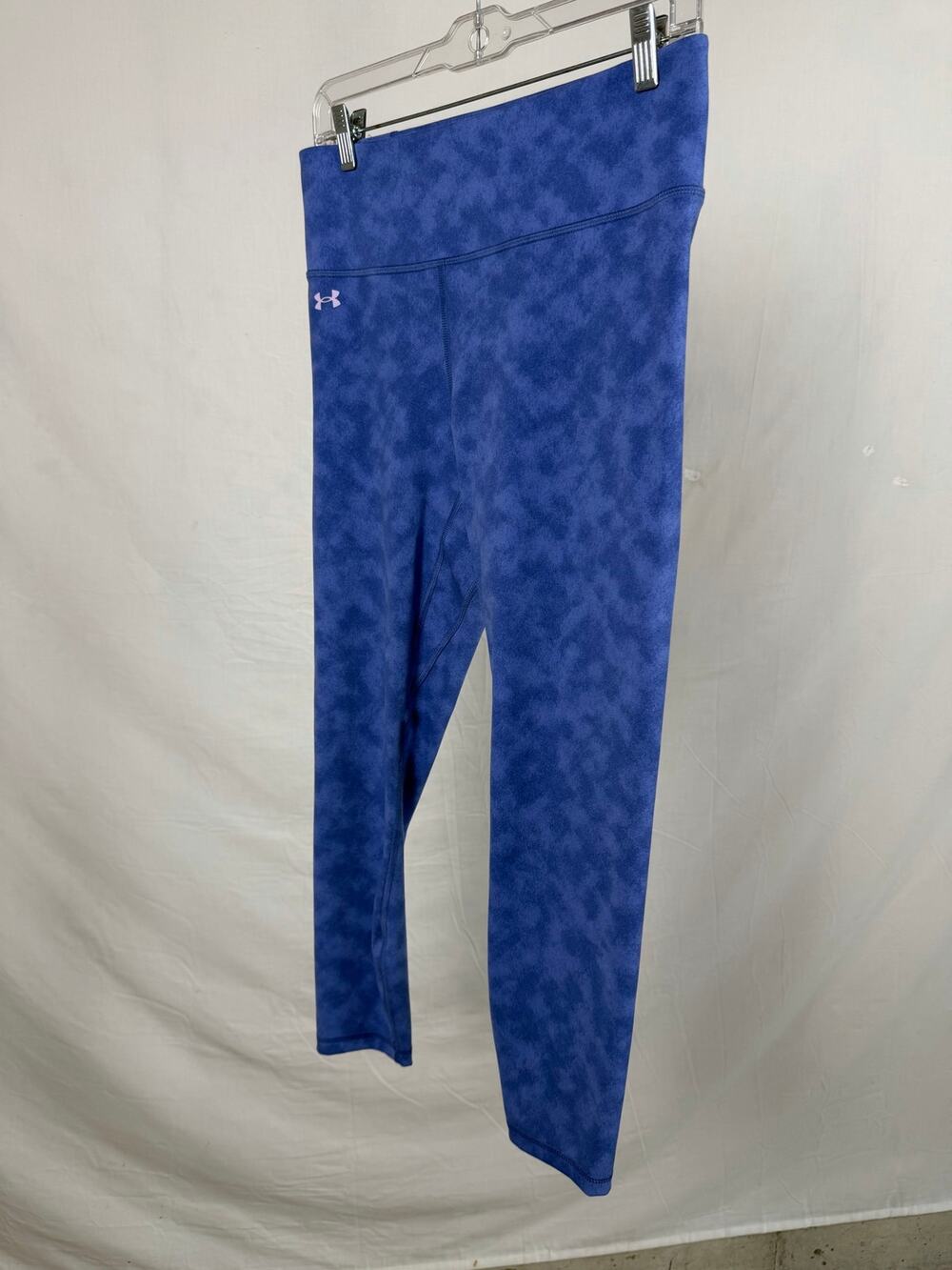 Under Armour Blue Printed Athletic Leggings High-Waisted Size Large L 23" Inseam